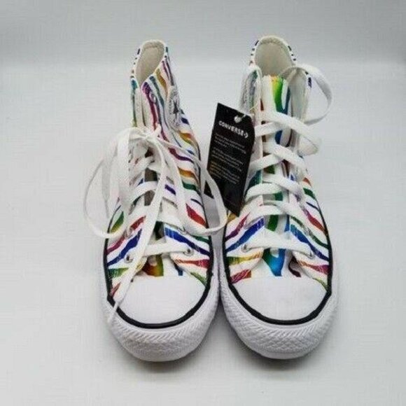 Converse Chuck Taylor All‎ Star High Top Rainbow Zebra Ribbon Junior Size 5 - Picture 2 of 8